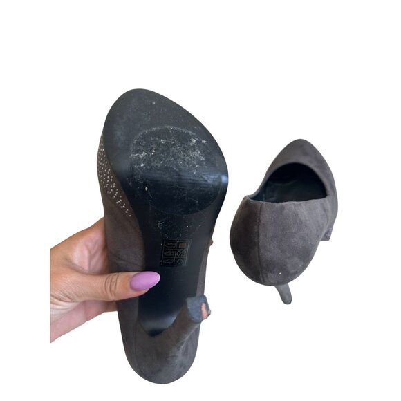 ALDO Gray Faux Suede Studded Platform Heels Size 6.5 - Picture 6 of 6